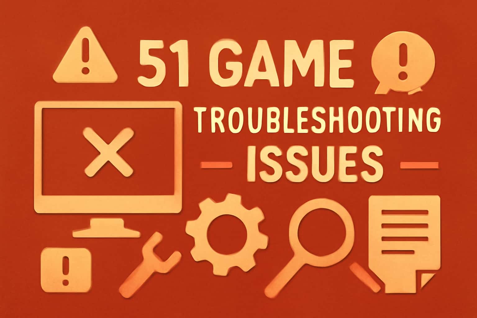 An informative scene depicting troubleshooting for 51 Game issues with a futuristic design.