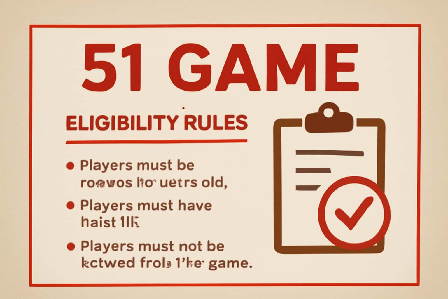 A visually appealing representation of the eligibility rules for 51 Game.