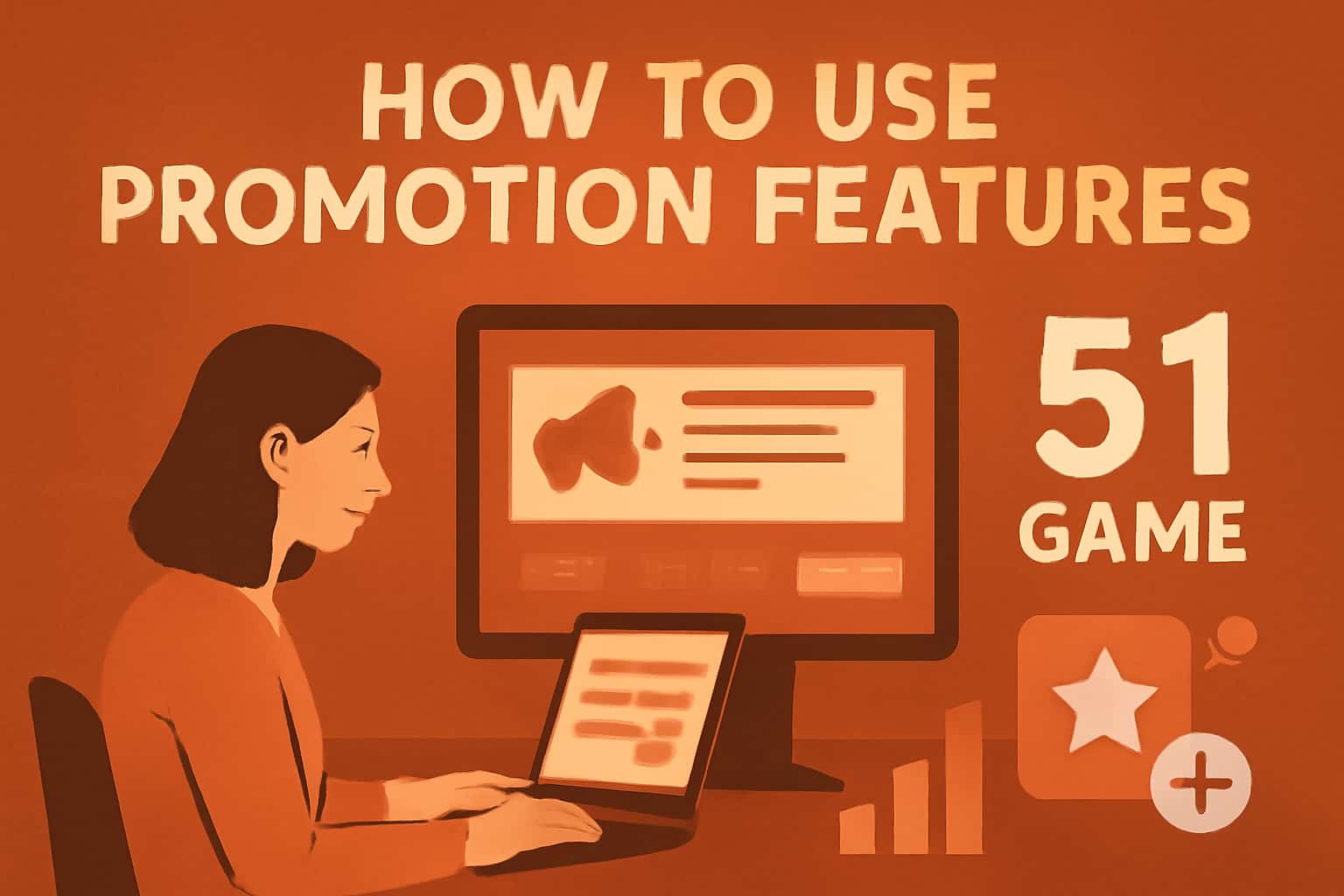 An informative scene illustrating the use of 51 Game promotion features.