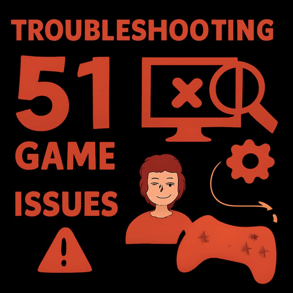 An educational diagram outlining troubleshooting steps for 51 Game issues.